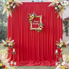10×12ft Wrinkle Free Red Backdrop Curtain for Wedding Parties,2 Panels 5×12ft Long Soft Silky Polyester Backdrop Drapes Red Photo Back Drop Curtains for Photography Stage Christmas Background Cloth