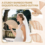 100pcs Personalized Wedding Fans for Guests - Custom Wooden Hand Fans with Names/Dates - Bulk Wedding Favors for Bridal Shower, Baby Shower & Parties (Wood, 100pcs)
