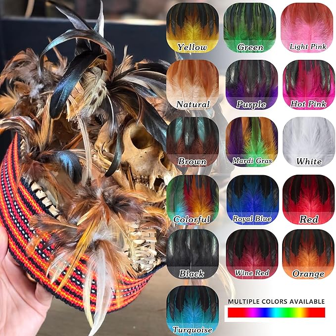 SOGUGOM Yellow Rooster Tail Feathers - 200 pcs 5-7 inch Natural Rooster Tail Feathers Bulk for Mardi Gras, Costume and Party(Yellow)