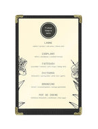 Goodsmart Restaurant Menu Covers – 25 Pack Black 2-View, Top-Loading Menu Holders, Vinyl & Plastic Café Menu Covers, Clear Menu Sleeves, Fits 5.5" x 8.5", Leather-Style Design, Gold Corners