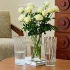 2 Clear Crystal Plastic Flower Vase, 10.2" Acrylic Rose Bouquet Vases for Home Decor Centerpieces Wedding Birthday Mothers (D4.6 2 + 2 Holder)