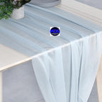 MDS 20 Pack 10ft Chiffon Table Runner 29 x 120 Inches Sheer Wedding Runner Romantic Rustic Table Runner for Wedding Decorations, Birthday Parties, Bridal Shower Party Arch Decor - Baby Blue
