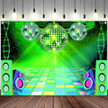Dance Party Backdrop Retro 80s 90s Theme Stage Dance Ball Music Birthday Party Decoration DJ Photography Background 12 x 10 ft for Baby Shower Picture Photo Shoot Polyester Fabric, Green