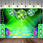 Dance Party Backdrop Retro 80s 90s Theme Stage Dance Ball Music Birthday Party Decoration DJ Photography Background 5 x 3 ft for Baby Shower Picture Photo Shoot Polyester Fabric, Red