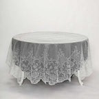 Tableclothsfactory 90" Ivory Premium Lace Round Tablecloth for Banquet Party Wedding Event Home Decor