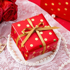 Flyhill Gold Foil Polka Dot Wrapping Paper Roll,Mini Roll Red Reversibl Gift Wrap for Birthday,Girls,Baby Shower,Wedding (17 Inch X 32.8 Feet)