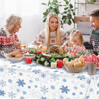 12 Pieces Snowflake Christmas Party Tablecloth Decorations,Plastic White Snowflake White Blue Xmas Backdrop Sign Table Cover Banner for Winter Christmas Holiday Party Supplies,54x108 inch（White/Blue）