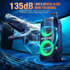 W-KING Portable Speaker Bluetooth Partybox Loud, 370W MAX Pro Sound, Deepest Bass,Large Outdoor Boom Box Wireless,Telescopic Handle&Sturdy Wheels, 25H, Futuristic Light,CSB,MIC&Guitar in,Fast Charge