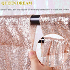 Rose Gold Sequin Backdrop Curtains Panels 4 Pieces 2FTx8FT Wedding Backdrop for Bridal Shower Brithday Party Decor