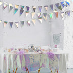 40Ft Iridescent Party Decorations Holographic Hanging Triangle Pennant Banner Flag Bunting Garland for Graduation Birthday Anniversary Engagement Wedding Bridal Baby Shower Disco Hen Party Supplies