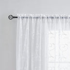 Sheer Curtains White 63 Inch Embroidered Floral, Rod Pocket Voile Drapes for Living room, Bedroom, Vintage Embroidered Semi Crinkle Curtain Panels for Yard, Patio, Villa, Parlor, Set of 2, 52"x 63".