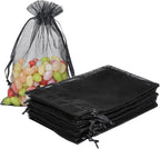 50PCS Sheer Organza Bags, Wedding Favor Bags with Drawstring, 4x6 inches Jewelry Gift Bags for Party, Jewelry, Festival, Makeup (Black)