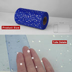 Glitter Tulle Rolls, 6” by 50 Yards (150FT) Sequin Tule Netting Fabric Tulle for Tutu Skirts Sewing Birthday Wedding Party Decoration (Royal Blue)