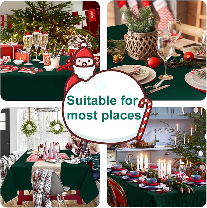 Hiasan Rectangle Tablecloth - Waterproof and Spillproof Washable Fabric Table Cloth for Dining Room Kitchen and Outdoor Use, 60 x 84 Inch, Hunter Green