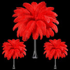 Maitys 90 Pcs Large Natural Ostrich Feathers Bulk 14-16 Inch (35-40cm) 12-14 Inch (30-35cm) 10-12 Inch (25-30cm) Ostrich Feathers Plumes for Centerpieces Wedding(Red)