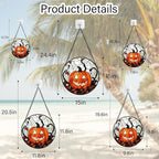 Stained Glass Window Hanging - Halloween Decorations Pumpkin Ghost Suncatcher for Doors Garden Indoor Spooky Funny Orange Sun Catchers Gothic Decor Horror Gifts for Women Men Friend 6.3 in