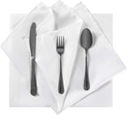 Cloth Napkins 20x20 inch Washable Polyester Dinner Napkins Soft Table Napkins for Wedding Party Dining Banquet(White,25PCS)