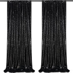Black Sequin Backdrop 2 Panels 2FTx8FT Halloween Backdrop Curtains Party Decorations Birthday Wedding Photo Backdrop