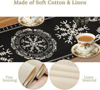 Ancient Abstract Pattern Table Runner, Tree of Life Eagle Dragon Boat Rudder Black and White Table Runner 13x36 Inch
