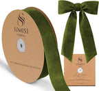 Olive Green Velvet Ribbon 1.5'' 25 Yards for Christmas Tree, Gift Wrapping, Flower Bouquet, Wreath Decorations, Bow Making