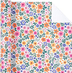WRAPAHOLIC Kraft Floral Wrapping Paper Roll - Mini Roll - 17 Inch x 16.5 Feet - Ditsy Flower Wrapping Paper, Perfect for Wedding, Birthday, Bridal Shower, Tea Party