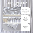 10x10 ft Silver Glitter Backdrop Curtain for Parties, Wrinkle Free Glitter Photo Backdrop Drapes 2 Panels 5x10FT Shimmer Back Drop Cloth for Wedding Birthday Stage Photography Background Decor