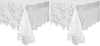 Juvale Lace Tablecloth - 60 x 97-Inch White Rectangular Table Cloth - Vintage Floral Scalloped Edge Elegant Dainty Tea Party Tablecloth & Wedding Reception Decor (Pack of 2)