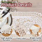 Tinsow 2 Pack Cotton Crochet Lace Rectangular Table Runner Dresser Scarf Doilies (White Style, 13" X 44")