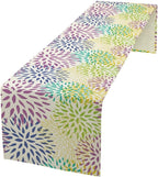 Purple Flowers Table Runner, Chrysanthemum Dahlia Vintage Modern Colorful Spring Summer Elegant Table Runner for Party Kitchen Dining Living Room Laundry Room Decor, 13x90 Inch