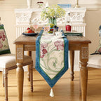 patdrea Designer Elegant Bright Linen Table Runner 87 Inch Long, Mauve Iris Floral Pattern Table Mat, Decoration for Kitchen Dining Table Coffee Table Shelf Cabinet Banquet Christmas ,12"*87"