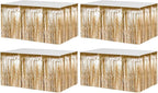 4 Pack 29x108 Inch Metallic Foil Fringe Tinsel Table Skirts for Rectangle Tables Streamer Curtains Backdrop for Christmas, Birthday, Parade Floats, Halloween Party Supplies(Champagne Gold)