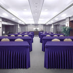 Wish Care 2 Pack Dark Purple Spandex Table Clothes for 6 Foot Rectangle Tables, 6FT Wrinkle Free Fitted Tablecloths Ruffles Design Table Cover for Party, Banquet, Wedding and Events