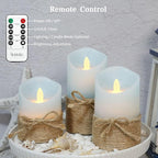 Silverstro Nautical Decor Ocean Blue Flameless Candles - Home Christmas Farmhouse Summer Decorations - Set of 3 (D3.11 X H4 5" 6")