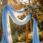 Wokceer Wedding Arch Draping Fabric 2 Panels 28.7" x 20FT Dusty Blue Drapes Sheer Fabric Backdrop Arch Draping Fabric for Wedding Ceremony Birthday Party Bridal Shower Decoration