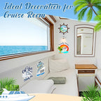 Hoteam 4 Pcs Family Cruise Door Decorations Magnetic Large Cruise Ship Door Magnets Funny Waterproof Nautical Magnets for Carnival Cabin Stateroom Fridge Car