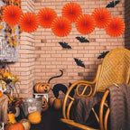 Orange Birthday Party Decorations,DIY Orange Paper Fans Hanging Decoration,12in Halloween Paper Fans,Halloween Decor,Fox Birthday Decorations Events Accessories 30 Color DIY Set (Orange)