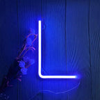 ENUOLI LED Blue Neon Letter Signs Night Light Battery or USB Operated LED Marquee Letters Neon Art Decorative Lights Wall Decor for Children Baby Room Christmas Wedding Party Decoration (L)