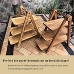 Wooden 3 Tier Serving Tray, Detachable Cupcake Stand, Rectangle Serving Platter Three Tiered Stand,Fruit,Appetizer,Dessert Decorative Tray Decor Party Food Table Display
