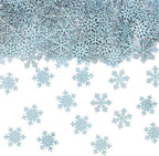 200PC Blue Glitter Snowflake Confetti Winter Wonderland Table Decorations Snowflakes Table Scatter for Christmas Birthday Baby Shower Party Decor Supplies