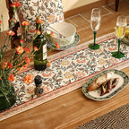 ISAENNE Designer French Elegant Linen Table Runner 71 Inches Long,Farmhouse Lily Pattern Decor Table Runners for Dining Tables,Thanksgiving,Kitchen Tables,Christmas,12"*71"-Aurora A