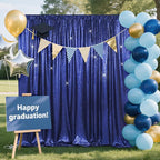 SquarePie Sequin Backdrop Background Curtain Less Transparent Sparkly for Wedding Party 6FT x 8FT Navy Blue