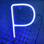ENUOLI Blue Neon Letter Sign - Battery/USB Powered LED Alphabet Neon Art Lights for Wedding, Birthday, Christmas, Home Bar Decoration