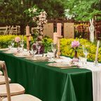 TURSTIN 1 Packs Dark Green Satin Tablecloth 102 x 58 Inch Overlay Satin Table Cover Rectangle Bright Silk Tablecloth Smooth Fabric Table Decoration for Wedding Banquet Party Events
