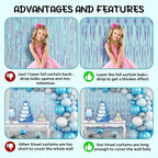 4 Pack 3.3x8.2 Feet Neon Iridescent Foil Fringe Backdrop Curtains, Tinsel Streamers Birthday Party Decorations, Fringe Backdrop for Graduation, Baby Shower, Gender Reveal, Disco Party