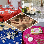Efavormart 120" Wholesale Round Table Cover Light Blue Grandiose Rosette 3D Satin Tablecloth for Wedding Party Event Decoration