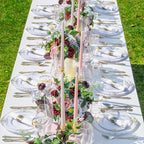 Nervure 350PCS Gold Plastic Plates - Gold Plastic Dinnerware Sets for 50 Guests - 100 Disposable Plates, 150 Silverware, 50 Cups, 50 Napkins for Wedding & Party & Thanksgiving