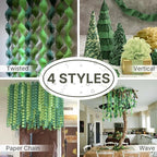 PartyWoo Sage Green Crepe Paper Streamers 4 Rolls 328 ft Pack of Hunter Sage Green Gold Sand White Crepe Paper for Jungle Safari Graduation Birthday Party Decorations (1.8 Inch x 82 Ft/Roll)