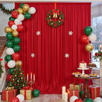60×14ft Wrinkle Free Red Backdrop Curtain, Soft Silky Easy to Drape Wedding Drapes for Backdrop, 12 Panels 5×14ft Photo Back Drop Curtains for Parties Birthday Photography Background Cloth