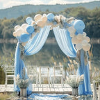 Wokceer Dusty Blue Wedding Arch Draping Fabric Backdrop 3 Panels 28.7" X 20FT Sheer Drapes Fabric for Wedding Arbor Ceremony Party