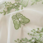 VISIONTEX White Sheer Voile Curtains, Decorative Green Embossed Butterflies Rod Pocket Window Drapes for Home Kitchen, Living Room and Bedroom 54 x 84 Inch, Set of 2 Curtain Panels